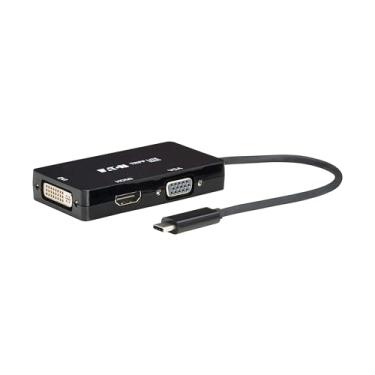 Imagem de Adaptador multiportas USB-C Eaton Tripp Lite Series (M/3xF) - 4K 60 Hz HDMI, DVI, VGA, HDCP, preto