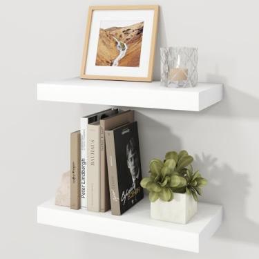 Imagem de Ornawit Prateleiras flutuantes para parede, prateleiras de madeira rústica montadas na parede para banheiro, quarto, sala de estar, cozinha, prateleira suspensa para livros/armazenamento/decoração de