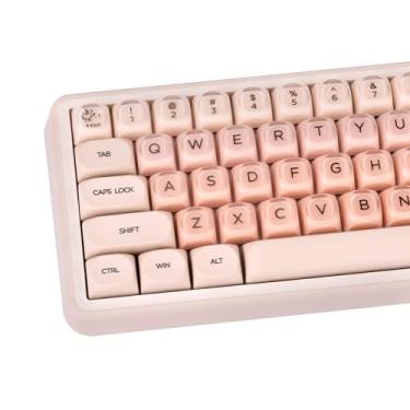 Imagem de GEKUCAP Teclas MOA Profile PBT Jelly Keycaps, 136 teclas rosa fofas personalizadas para layout dos EUA Cherry Gateron MX Swithes teclados mecânicos