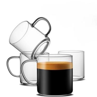 Imagem de Conjunto 6 Canecas de Vidro Caneladas Xícaras Resistentes Textura Canelado Café (Lisa)