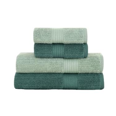 Imagem de Jogo De Banho Gigante Buddemeyer - Toalha Banhão Fio Penteado Canelado - 100% Algodão - Kit 4 Peças (Verde 3074/3265)