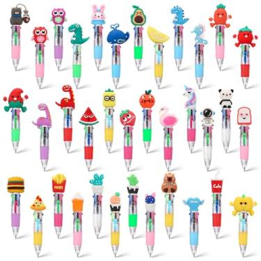 Imagem de Tenceur 72 minicanetas multicoloridas em uma caneta 4 em 1 com animais fofos e divertidos em massa Kawaii, para aniversário, escritório, material escolar, prêmios de recompensa para sala de aula