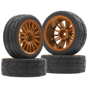 Imagem de 4Pack Vgoohobby OD70mm RC 1/10 On Road Rubber Tires w/Plastic Wheel Rims 12mm Hex Compatible with HSP HPI Redcat Tamiya Traxxas Kyosho 1/10 RC On Road Racing Touring Car (Brown)