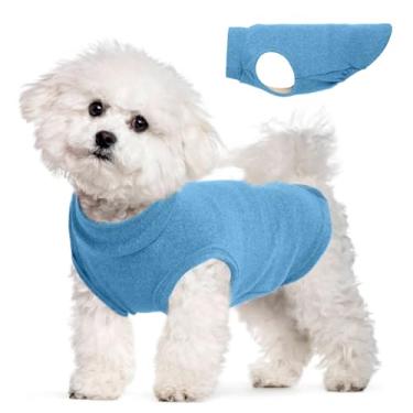 Imagem de Suéter de lã para cães pequenos - azul, M - colete pulôver | Moletom quente e elástico, jaqueta de inverno leve para movimento livre, roupas sazonais para cães, Shih Tzu, Papillon