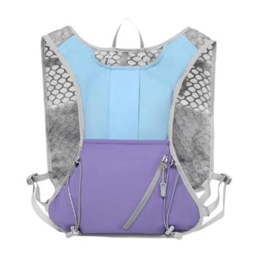 Imagem de Generic Mochila de Hidratação com Colete Mochila de Corrida Mochila Esportiva com Fecho Duplo E Faixas Refletivas Feita de Tecido Oxford para, Azul Roxo