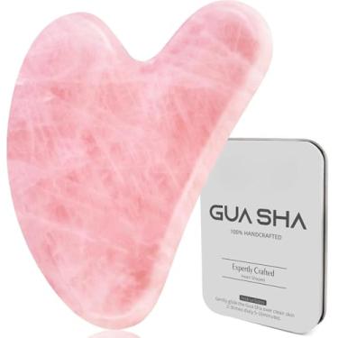 Imagem de Gua Sha Facial Tools Guasha para rosto metal Gua Sha massagem na pele Guasha ferramenta de beleza para olhos corporais massageador cuidados com a pele presentes de dia das mães com caixa (rosa)