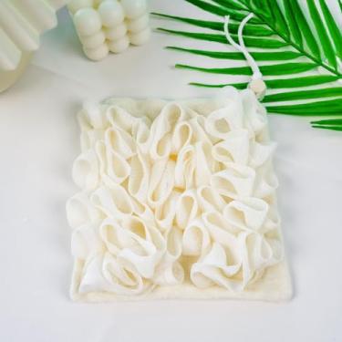 Imagem de Bucha 2 em 1, toalha de banho para sabonete em barra, banho, bola de chuveiro de malha para lavagem e limpeza do corpo, pele lisa, sabonete esfoliante, buchas de banho bege, 1 peça