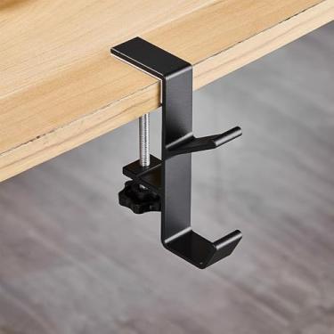 Imagem de Suporte de fone de ouvido embaixo da mesa, gancho de mochila, gancho de mesa com braçadeira de braço ajustável, bolsa feminina, bolsa de mão e suporte de bolsa