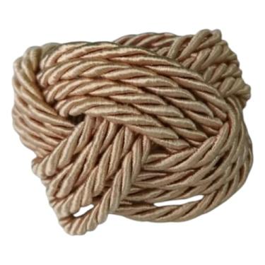 Imagem de Porta Guardanapo Náutico Decorativo, Kit 6 Peças, Cordão Trançado para Mesa Posta, Anel de Guardanapo em Tecido Linho, Laço Clássico, Vermelho (Bege)