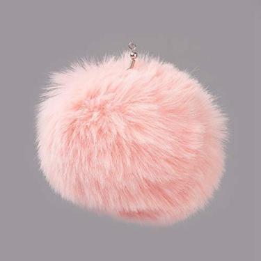 Imagem de 10 bolas de pompom de pele sintética rosa com bola elástica para tricô, chapéus, cachecóis, gorros, sapatos, chaveiro, brinco, pingente, furo: 5 mm