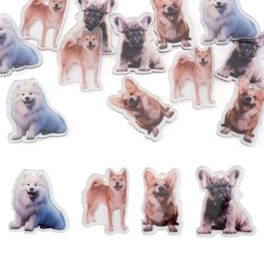 Imagem de Pingentes de acrílico para cães, 8 peças, fofo, filhote, animal de estimação, pingentes pendentes de plástico para bolsa, chaveiro, carteira, fabricação de joias