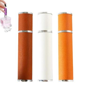 Imagem de Pacote com 3 frascos atomizadores portáteis de couro recarregável de 12 ml, frasco de refil de perfume tamanho viagem, dispensador de bolso luxuoso portátil, mini dispensador de colônia para mulheres