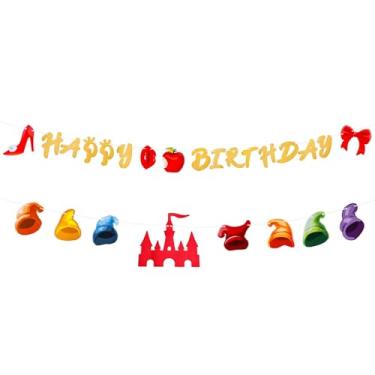 Imagem de Decorações de festa de aniversário de princesa, decoração de chuveiro com tema de faixa de aniversário de princesa