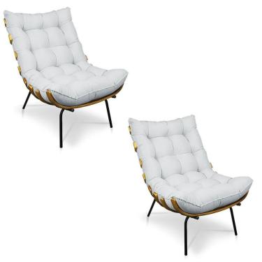 Imagem de Kit 02 Poltronas Costela Linho A05 Cinza Claro