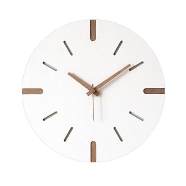 Imagem de Bothyi Relógio de parede de madeira simples e elegante, redondo, 30 cm, decorativo, moderno, para cozinha, quarto, banheiro, casa, comercial, sala de jantar