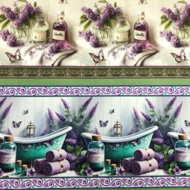 Imagem de Tecido Tricoline Digital Barrado Lavanda 0,55 x 1,50m 10 faixas