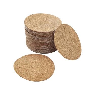 Imagem de pson 50 peças de folhas de suporte autoadesivas de cortiça de 8 cm para artesanato DIY, porta-copos e decoração de casa