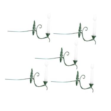 Imagem de menolana Conjunto de 5 luminárias de parede em escala 1:87 para jardim e paisagismo, ideais para projetos DIY em escala HO. Luminárias de rua em miniatura com, Verde