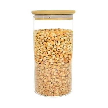 Imagem de Pote Redondo Para Mantimentos Com Tampa De Bambu 600ml