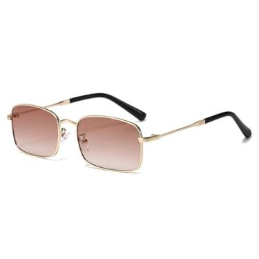 Imagem de HPIRME Óculos de sol de metal da moda, masculino, resistente a raios UV, feminino, esportivo, luxo, UV400 (marrom degradê)