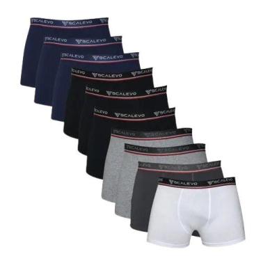 Imagem de Kit 10 Cuecas Plus Size Box Boxer Lisa Algodão Cotton Scalevo, G1