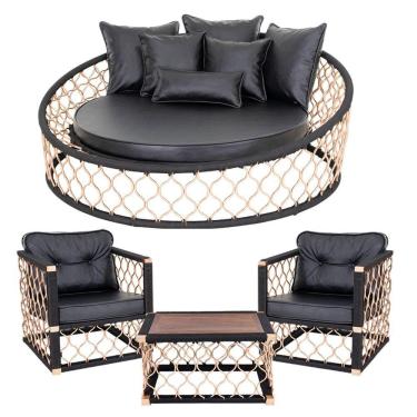 Imagem de Combo Chaise 2 Poltronas Mesa Corda Náutica