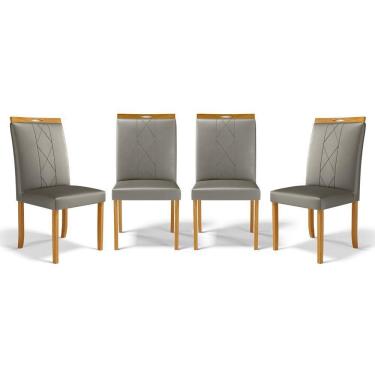 Imagem de Kit Com 4 Cadeiras Ana Madeira Maciça Estofadas Para Mesa De Jantar Veludo Chumbo 109