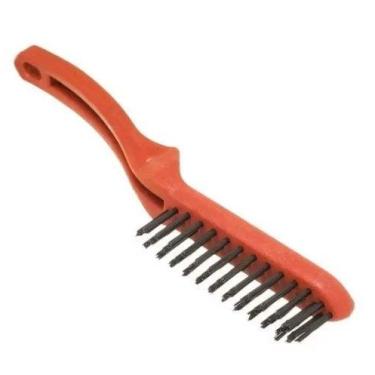 Imagem de Escova de aço com 4 fileiras e cabo plástico - atlas