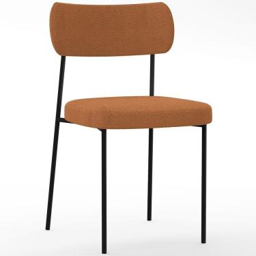 Imagem de Cadeira Decorativa Estofada Para Sala De Jantar Melina L02 Bouclê Terracota