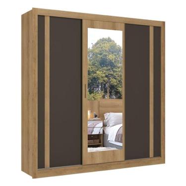 Imagem de Guarda Roupa Casal Ibiza Glass 3 Portas Capuccino Cacau Off White Flex - Thb