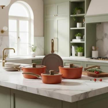 Imagem de Jogo de Panelas Cerâmica Diamond 4 Peças  Antiaderente Indução e Gás -