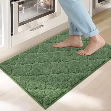 Imagem de COSY HOMEER Tapetes de cozinha 51 x 81 cm, laváveis e antiderrapantes, tapetes de cozinha absorventes para o chão, tapetes macios para cozinha, tapete de pia, entrada, tapetes de área, verde