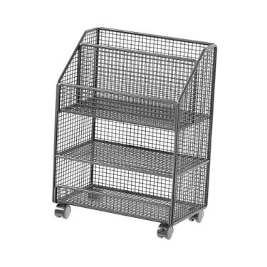 Imagem de Generic Carrinho de arquivo com rodinhas, carrinho organizador de arquivos embaixo da mesa, estante móvel multifuncional para organização de roupas artesanais, Preto de 3 Camadas