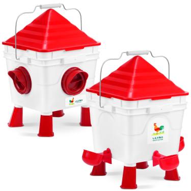 Imagem de Lilyang Conjunto de comedouro e bebedouro de galinha, alimentadores e bebedouros de frango de 6 kg – bebedouro ideal para aves de capoeira para 8 a 10 galinhas adultas ou 10-15 pintinhos, dura uma semana