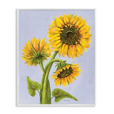 Imagem de Stupell Industries Arte giclée emoldurada trio de girassol contra azul cinza, design de Patti Bishop, 76 x 61 cm