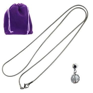 Imagem de Dave The Bunny Elegante colar de Virgem Maria - Corrente de cobra de aço inoxidável e pingente de liga metálica, design inspirado na estátua da Mãe Maria para uso devocional da Mãe Maria, Zinco, Sem