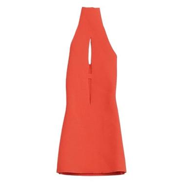 Imagem de menolana Vestido curto de gola alta com decote revelador para boneca BJD 1/6, ideal para cosplay e fotos de figuras de ação de 30 cm, Laranja Vermelho