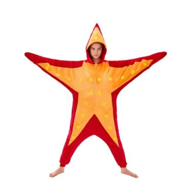 Imagem de JUOLOET Pijama unissex adulto animal peça única ajuste confortável fantasia de Halloween roupa de dormir roupa de dormir, Estrela-do-mar, GG