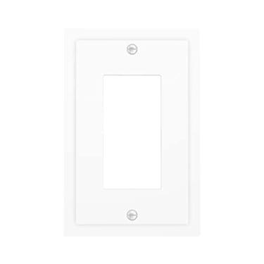 Imagem de Wmhusu Capas de tomada branca 1 Gang placa de parede única basculante capa decorativa GFCI receptáculo placa elétrica para sensor de movimento regulador USB