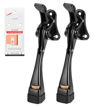 Imagem de Rolha de porta Kickdown de 10 cm - 2 pacotes de batentes de porta para a parte inferior da porta, batente de porta ajustável com um toque, feito de batentes de porta de metal de liga de alumínio para