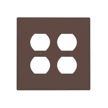 Imagem de Wmhusu Capa para interruptor de luz, marrom escuro, 2 soquetes, placas decorativas, placas de parede duplex, placas de interruptor e capas de tomada para banheiro, quarto, decoração de casa