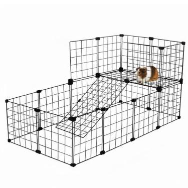 Imagem de Cercado Gaiola Pet Coelho Porquinho da Índia 2 Andares 60x120x60 cm Pr