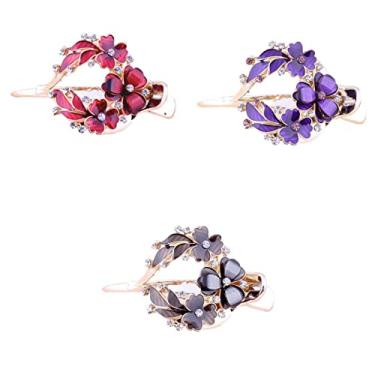 Imagem de barenx 3 x Grampo de cabelo floral forte prendedor de cabelo ferramenta formal para pentear o cabelo