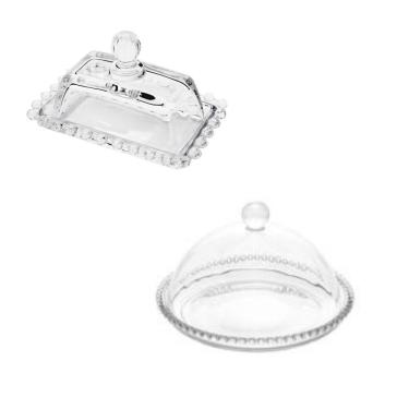 Imagem de Kit Combo Queijeira + Manteigueira Grande Pearl Wolff Transparente