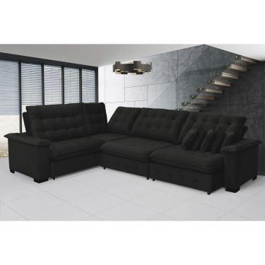 Imagem de Sofá Manchester 2.50x3.10m De Canto, Retrátil E Reclinável - Preto