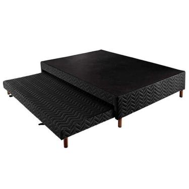 Imagem de Cama Box Base C-auxiliar Universal Casal Sommier Rústico Bordado Black (138x188x30) - Paropas
