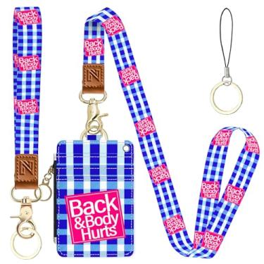 Imagem de Porta-crachá de identificação e carteira de cordão 2 em 1 para professores, enfermeiras, profissionais - linda bolsa de moedas com zíper, alça de pulso removível e cordão de pescoço, 5 compartimentos