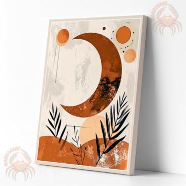 Imagem de Quadro Decorativo Lua Terracota – Arte Abstrata Moderna em Tons Terrosos, Minimalista e Elegante (80x110cm)