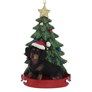 Imagem de Kurt Adler Dachshund enfeite de árvore de Natal personalizável em resina, Natal, Feriados