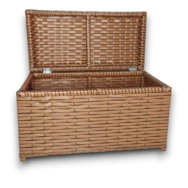 Imagem de Roupeiro Baú Sintético Horizontal Organizador Roupa Suja Brinquedos 30x55x30(Indiano/Café)